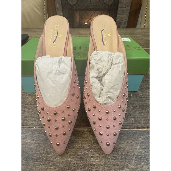 Kate Spade  New York Women's Surie Mules Parisian Pink Slides Size 6. Studded - Picture 2 of 11